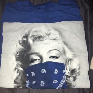 Marilyn Monroe dark blue shirt